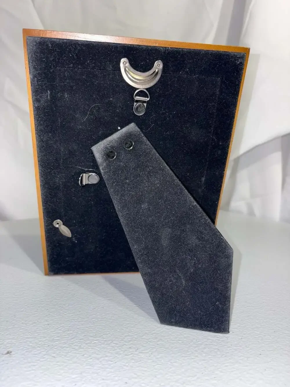 Dark Brown Wood Picture Frame with Velvet Backing Tabletop Stand